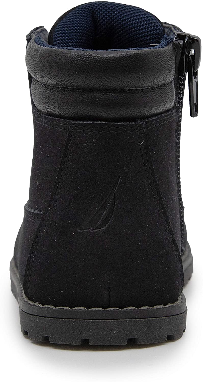 Nautica Kids Boys Chukka Boot Lace-Up and Zipper Bootie, Black, Size 6. ...