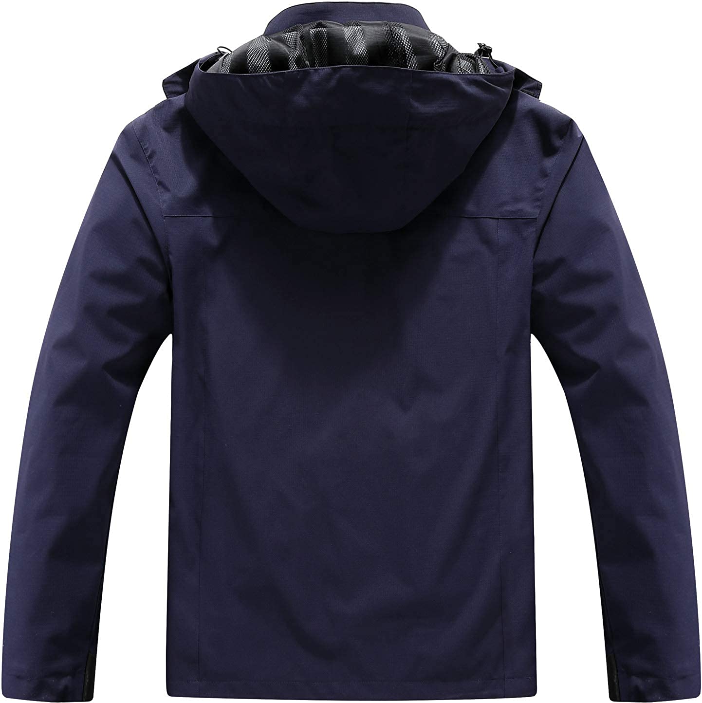 Men's Lightweight Waterproof Hooded Rain Jacket Outdoor, Navy, Size XX ...