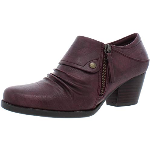 Baretraps Womens Rafaella Faux Leather Ruched Booties Red, Burgundy ...