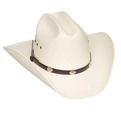 Classic Cattleman Straw Cowboy Hat with Silver Conchos and, White, Size ...