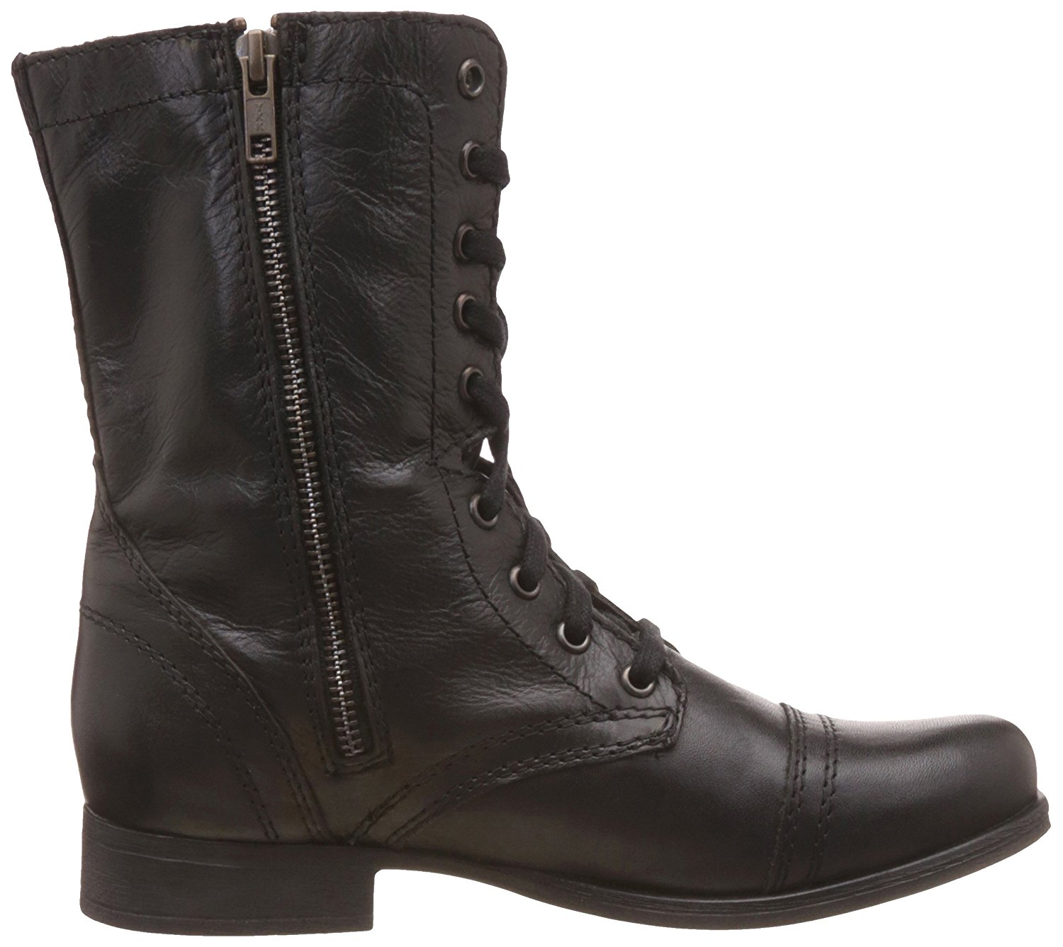 Steve Madden Womens TROOPA Leather Round Toe Mid-Calf, Black Leather ...