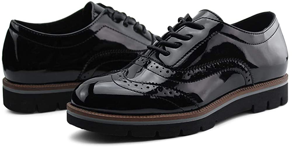 JABASIC Women Lace Up Oxford Shoes Wingtip Brogue Walking