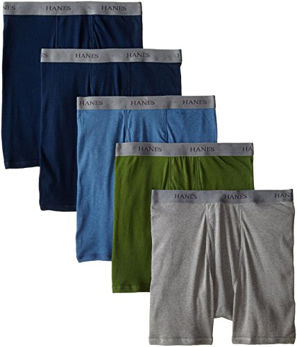 Hanes Ultimate Men's 5-Pack Fashion Boxer Briefs, Blue/Green, Size ...