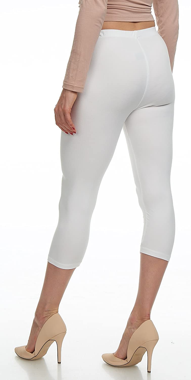 Extra Soft Capri Leggings with High Waist - 20 Colors -, White, Size ...