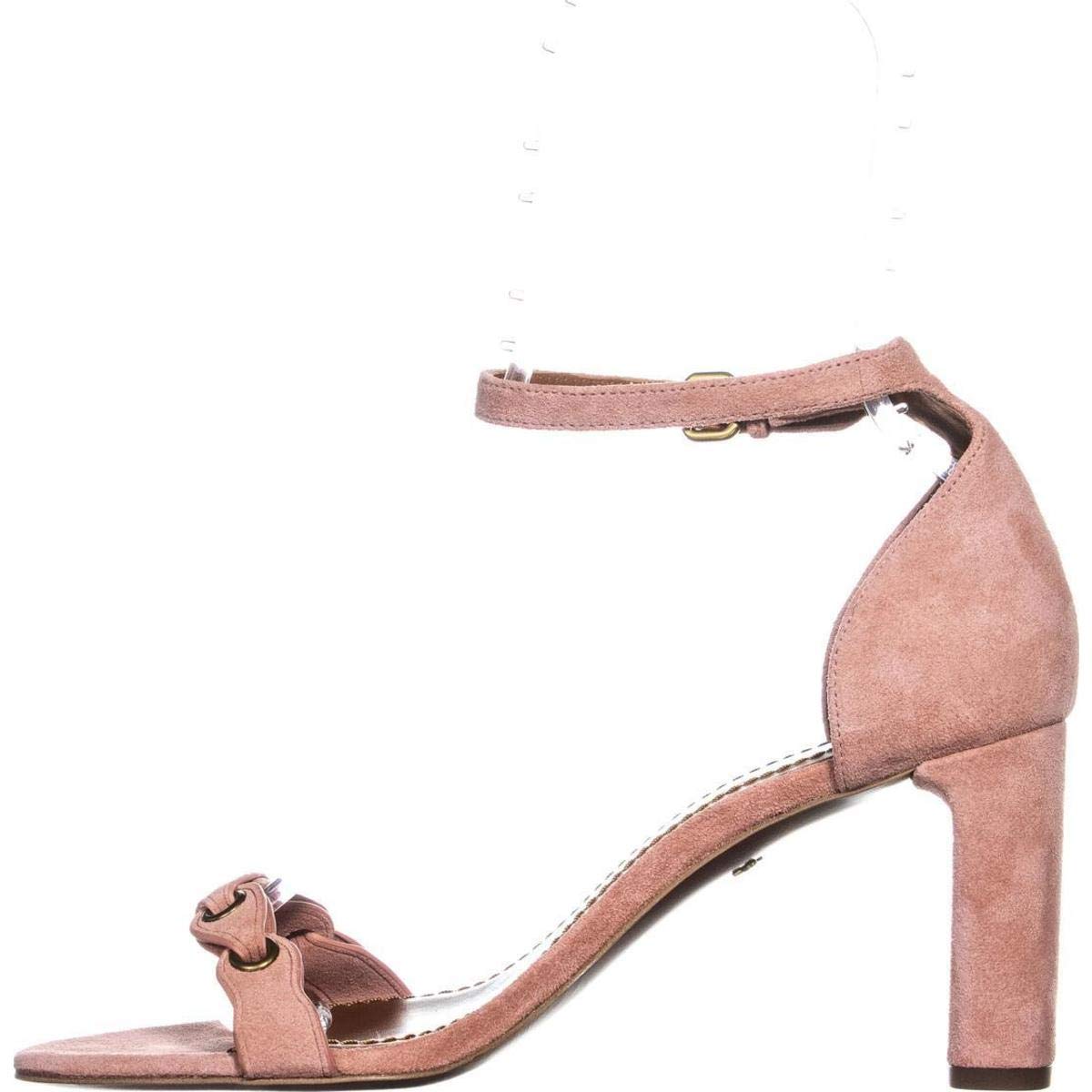 Coach Womens Heel Sandal Leather Open Toe Casual Ankle Strap, Pink