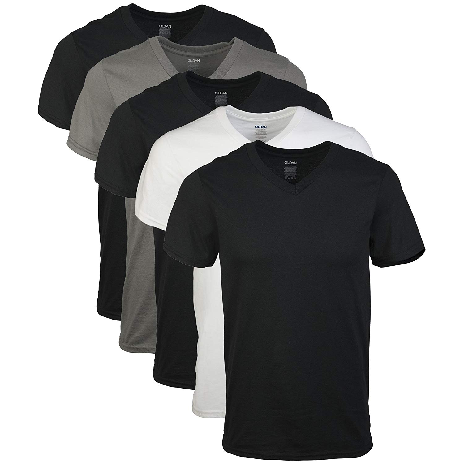Gildan Men's Assorted V-Neck T-Shirts, Assorted 2xl (5 Pack), Size XX ...