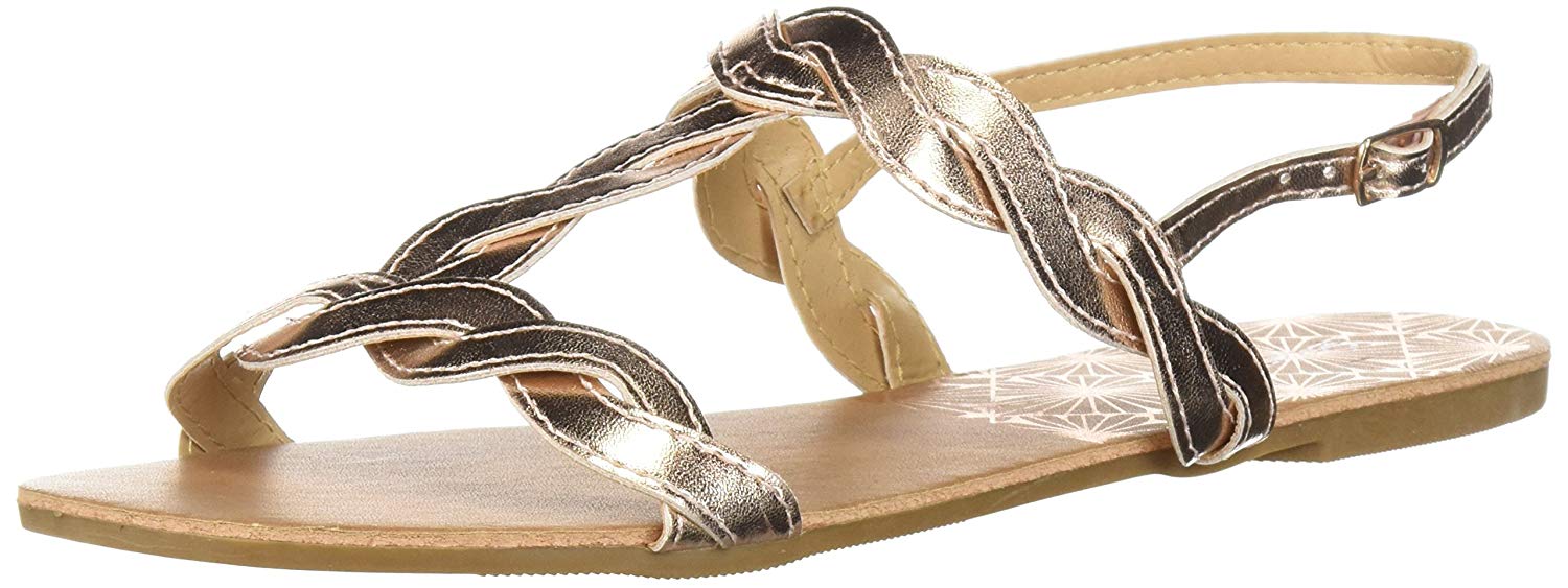 gold t strap flat sandals