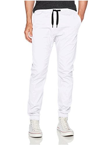 white basic cuffed hem jogger