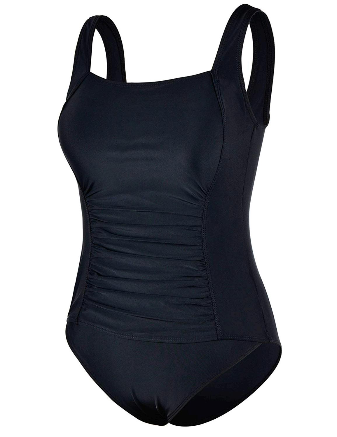 Firpearl Women S Retro One Piece Bathing Suit Ruched Tummy Black Size 14 0 E06 Ebay