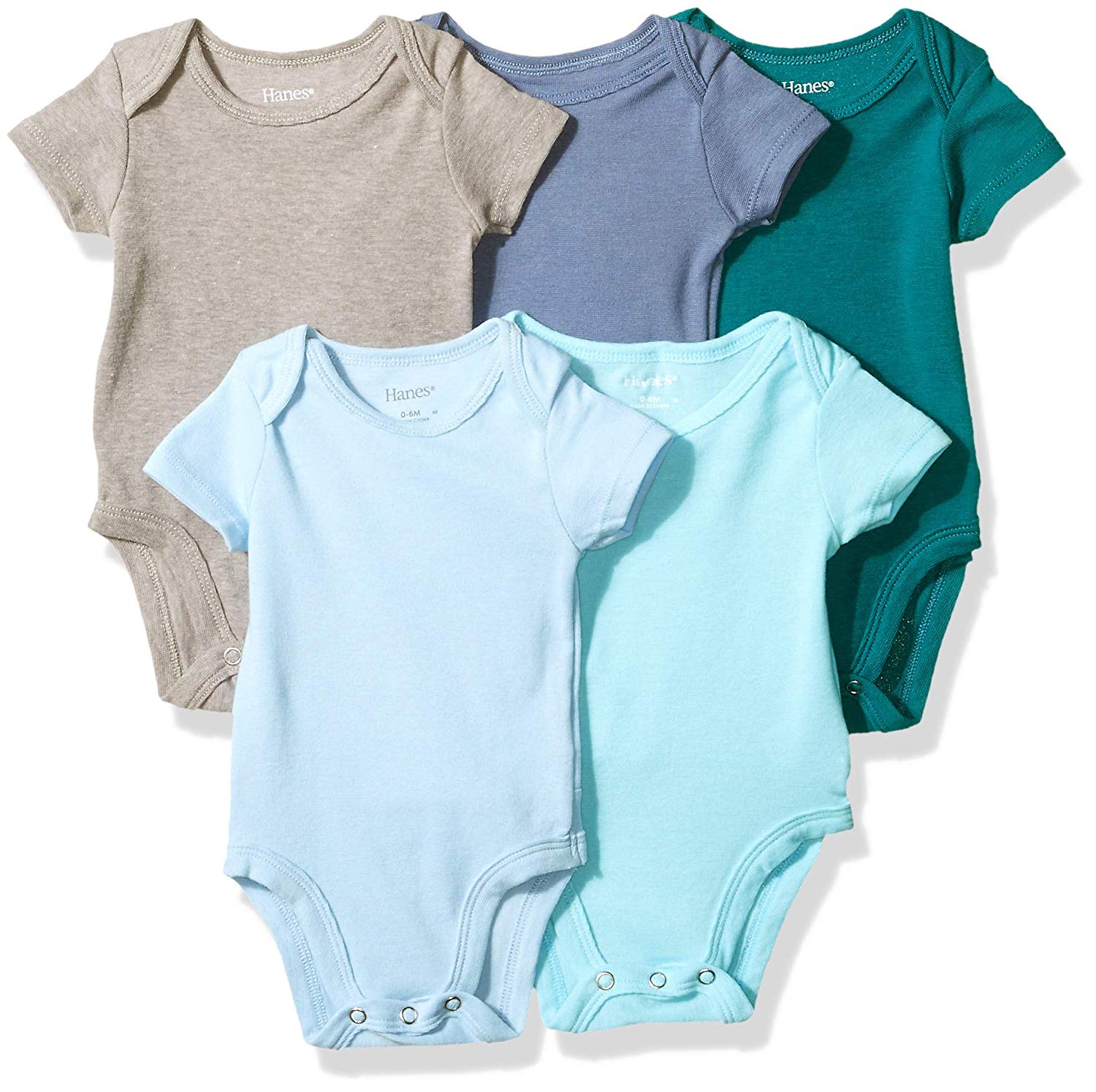 Hanes Ultimate Baby Flexy 5 Pack Short Sleeve, Blues, Size 0 - 6 Months ...
