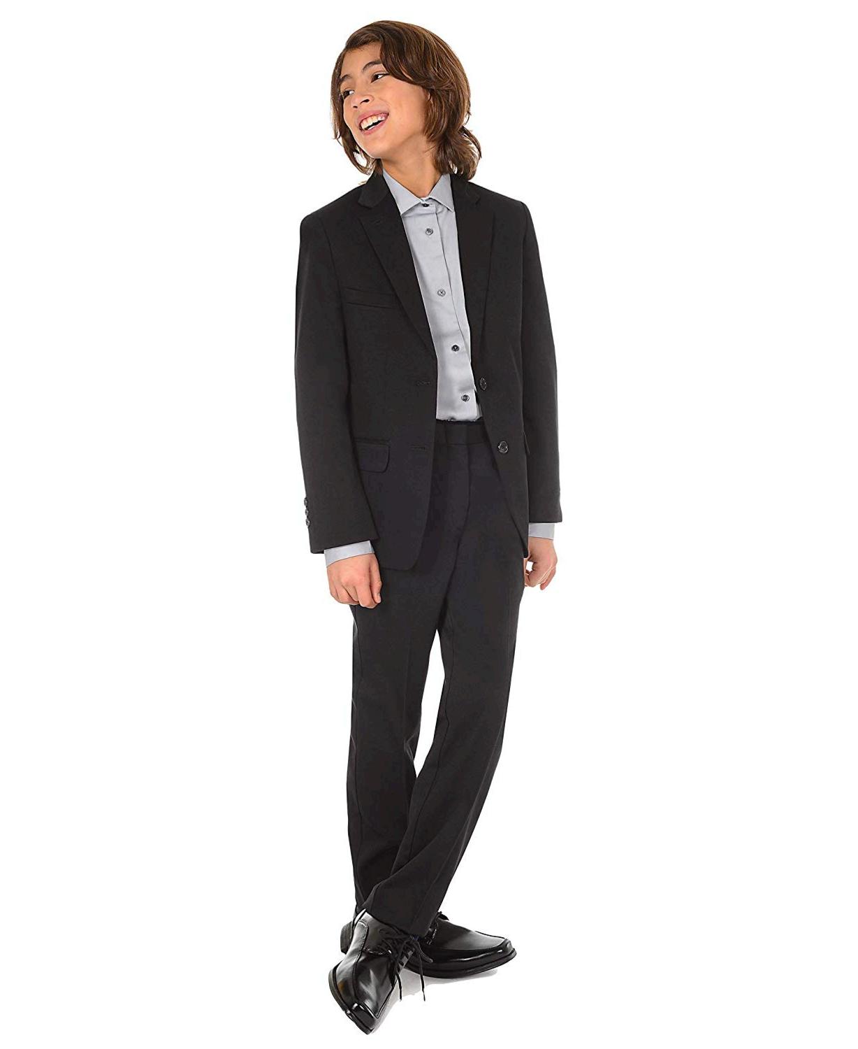 Calvin Klein Big Boys' 2-Piece Formal Suit Set, Black, 12, Black, Size
