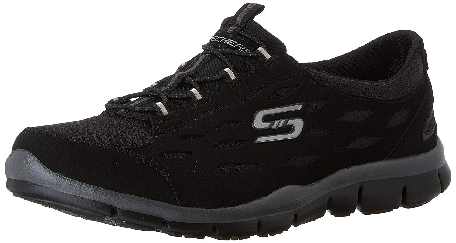 skechers black tennis shoes