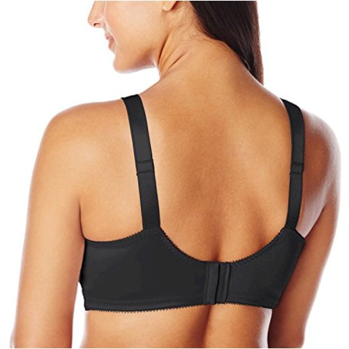 Just My Size Womens Satin Stretch Wire Free Plus Size Bra, Black, Size 