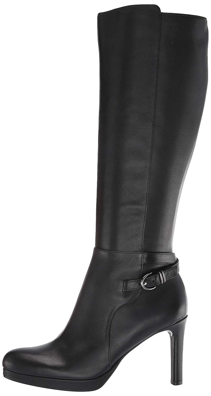 Naturalizer Women's Tai High Shaft Boots Knee, Black Leather, Size 8.0 ...