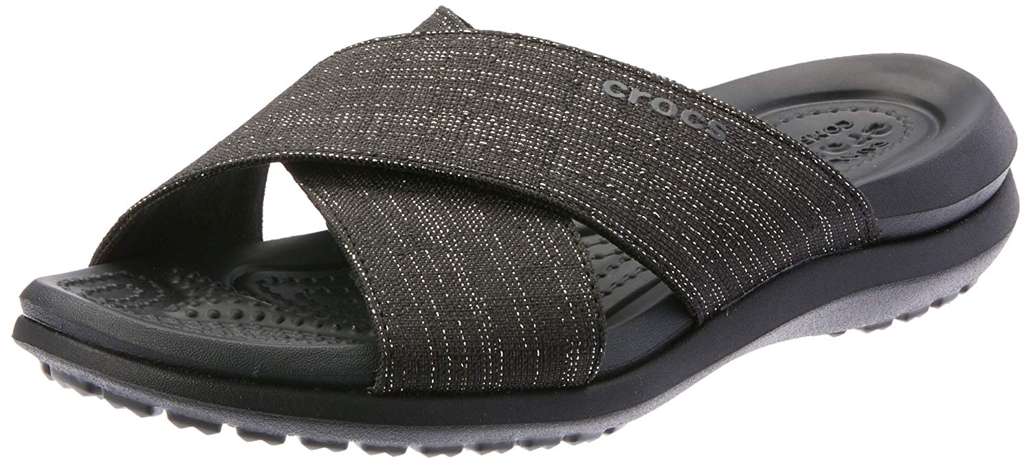 crocs capri shimmer cross band sandals