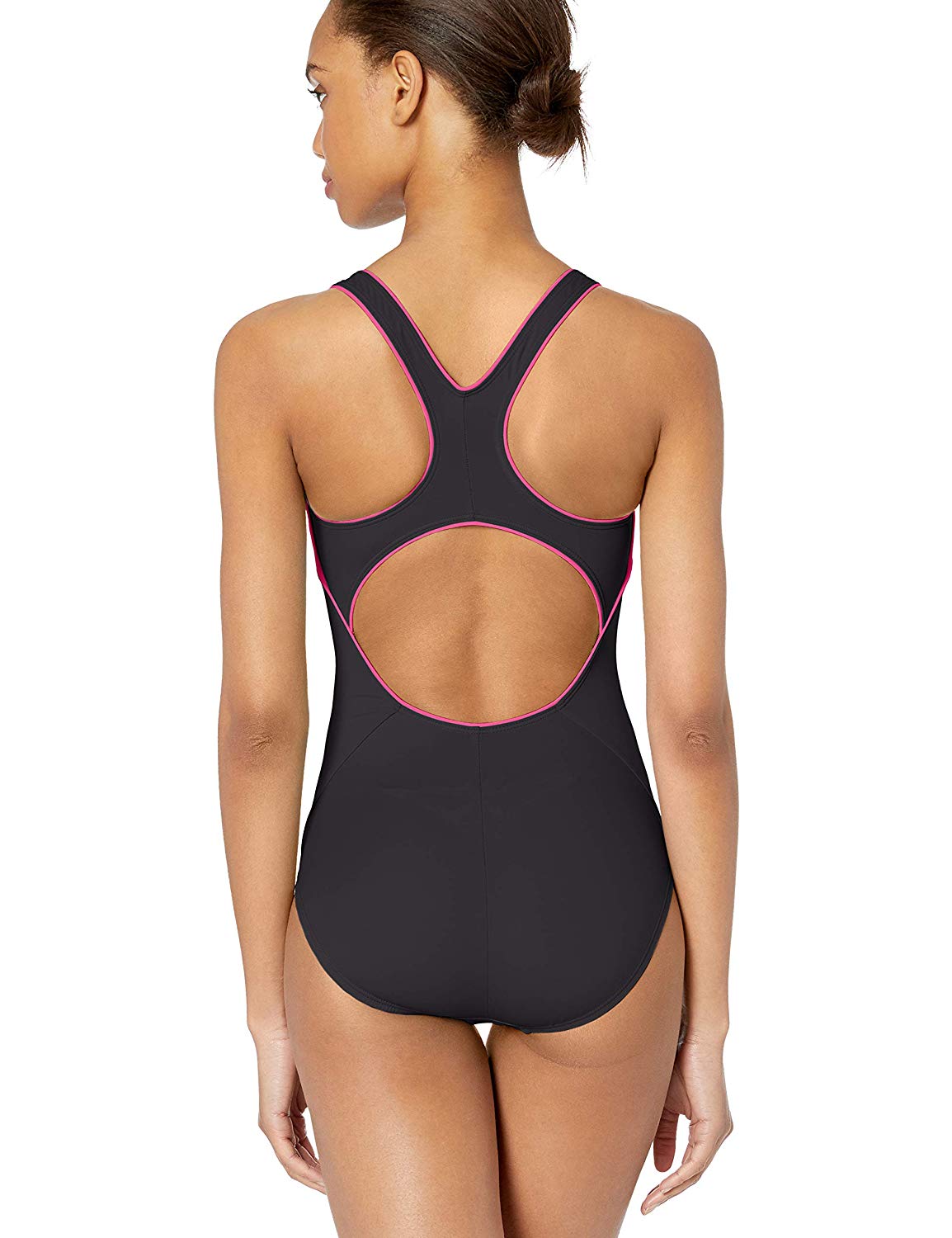 Nike Swim Womens Solid Powerback One Piece Swimsuit Black Black Size Ebay