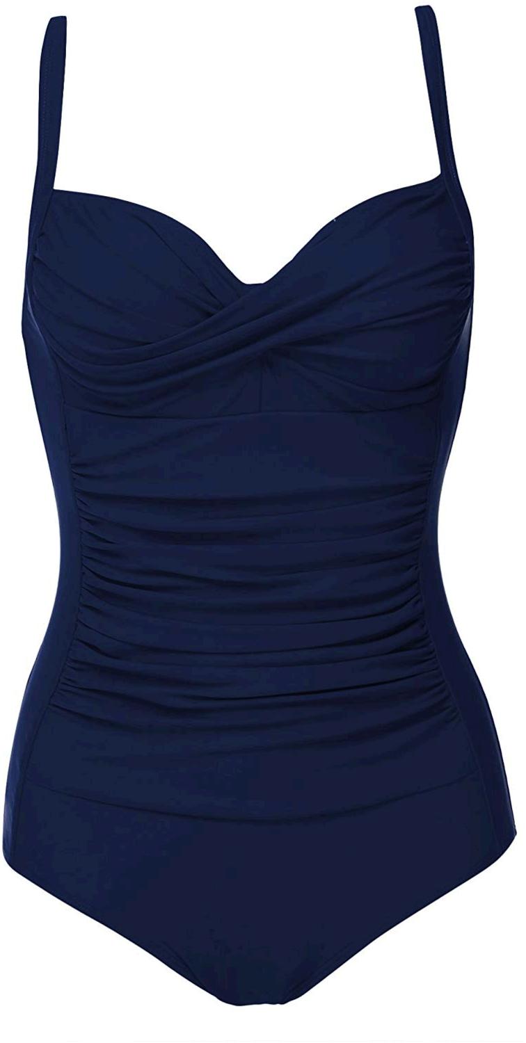 Ekouaer Tankini Swimwear Ladies Sexy Pushup 1 Piece, Navy Blue, Size ...