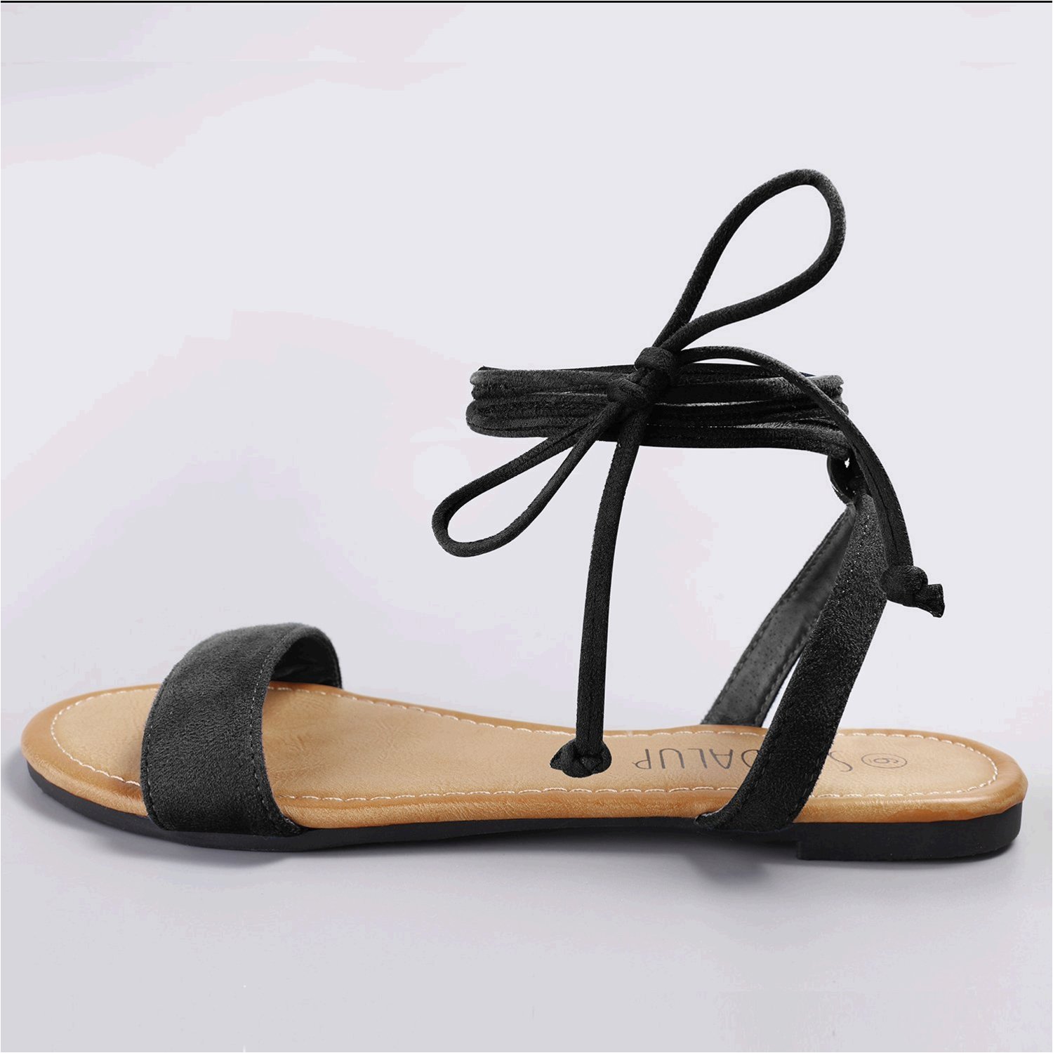 black thin strap flat sandals