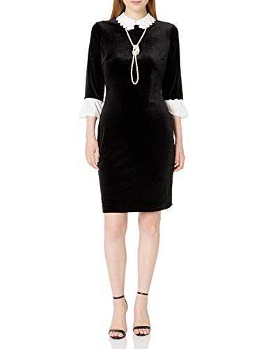 Karl Lagerfeld Paris Women's Long Sleeve Sheath Dress with, Black, Size ...