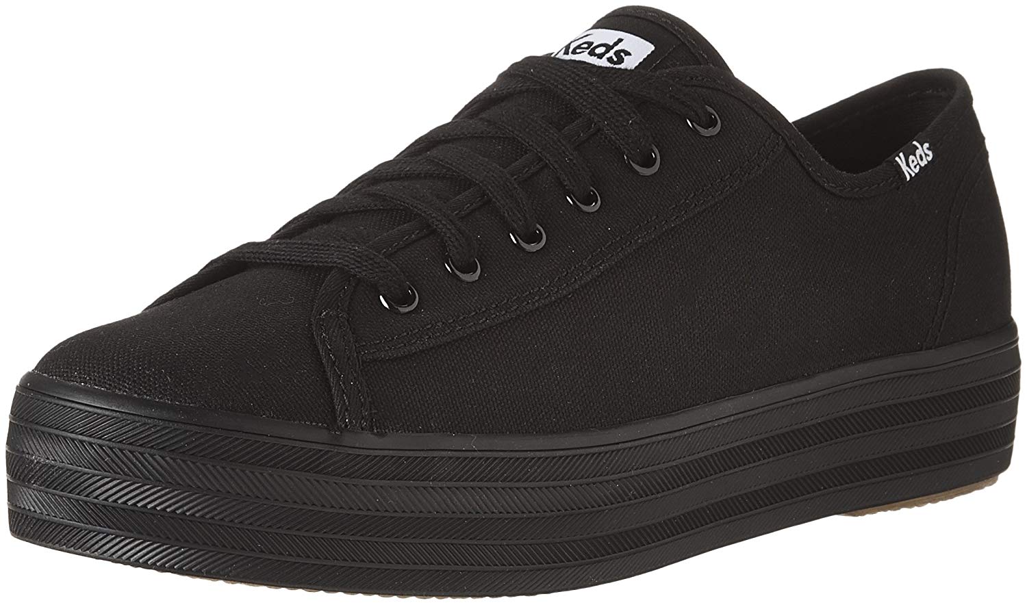 Keds Womens Triple Kick Low Top Lace Up Fashion Sneakers, Black Black 