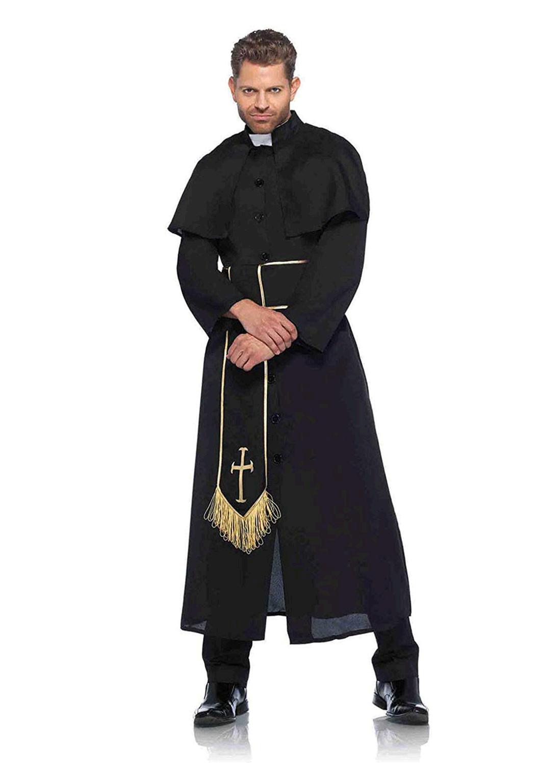 Leg Avenue Men's 2 Piece Priest Costume, Black, X-Large, Black, Size X ...