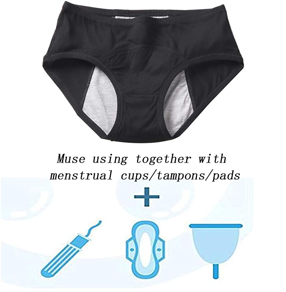Modal Menstrual Underwear Period Leak Proof Panties, Black, Size M(100 ...