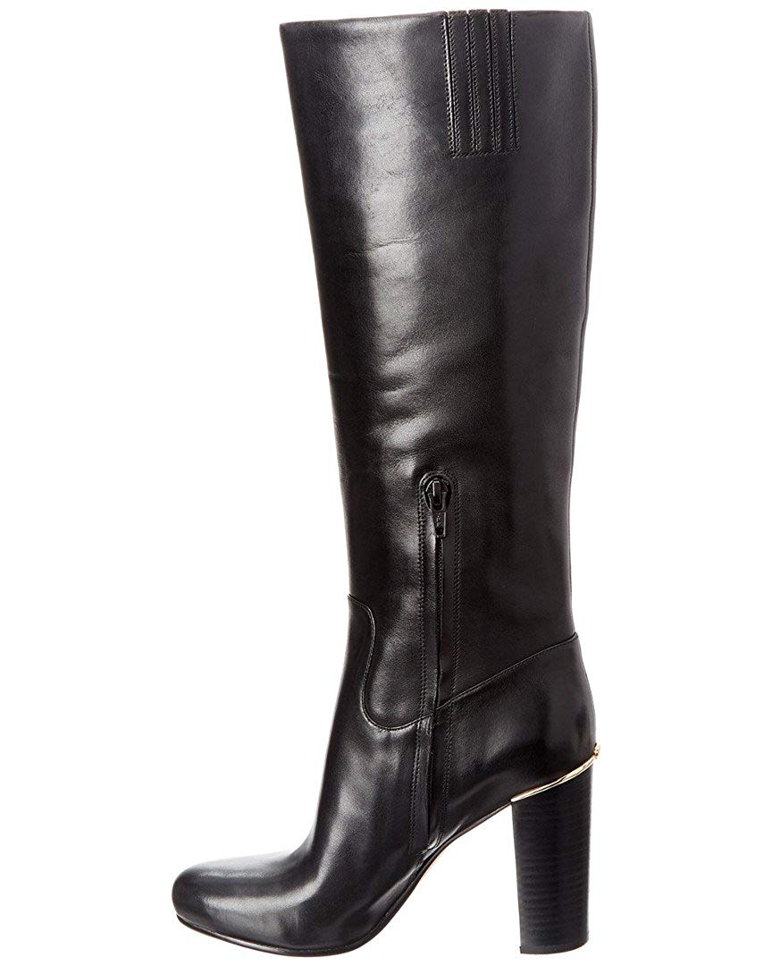 Michael Michael Kors Womens Janice Boot Leather Round Toe Knee, Black, Size 7.5 | eBay