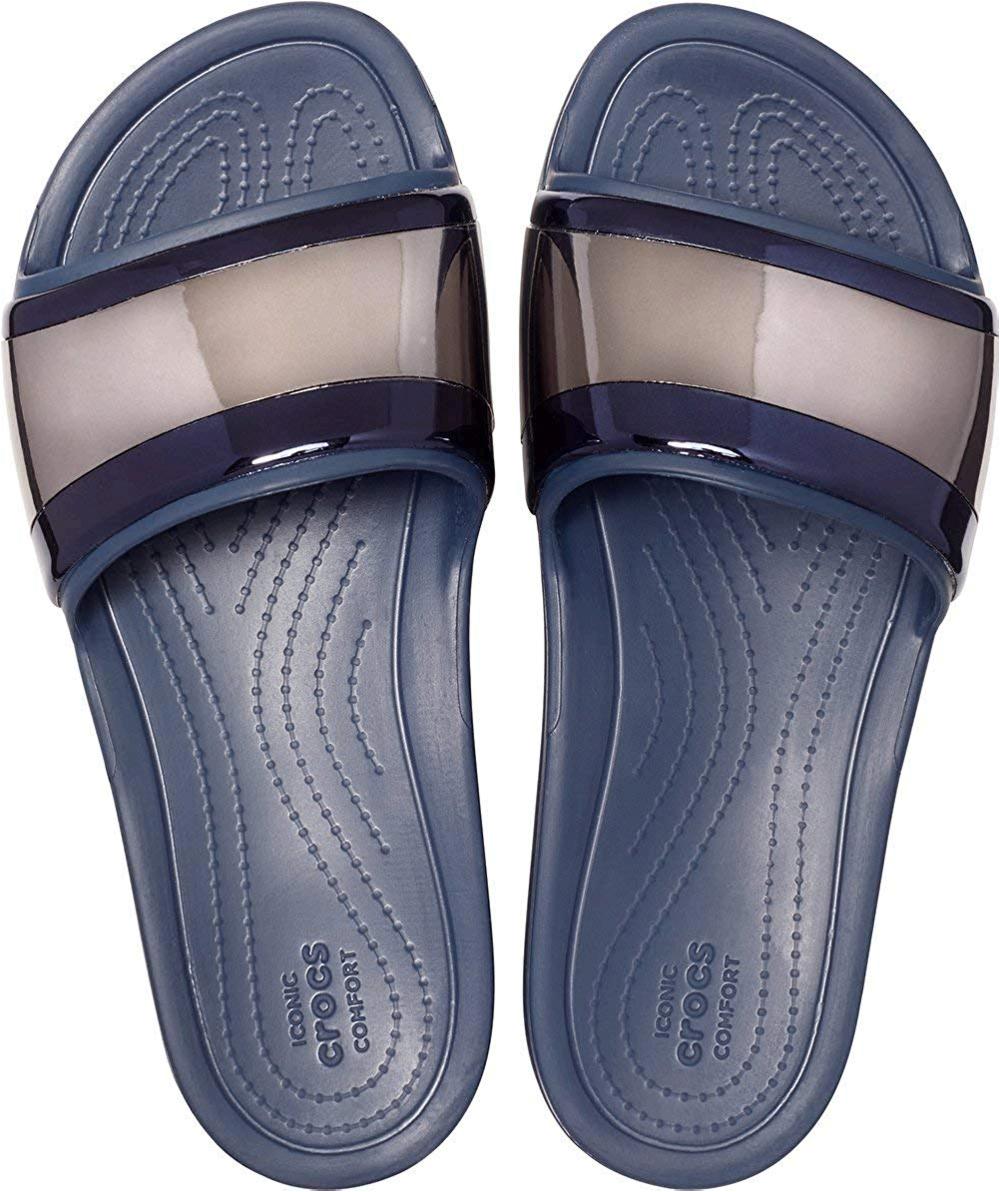 women's crocs sloane metalblock slide