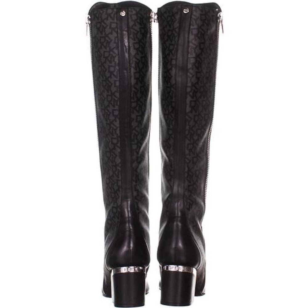 DKNY Womens Cerri Leather Almond Toe Knee High Fashion Boots, Black ...