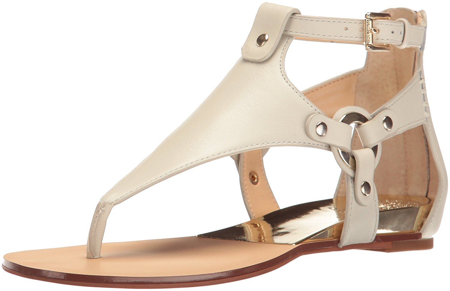 Vince Camuto Womens Averie Leather Split Toe Casual TStrap Off White Size 75 Vince Camuto Womens Averie Leather Split Toe Casual TStrap Off White Size 75