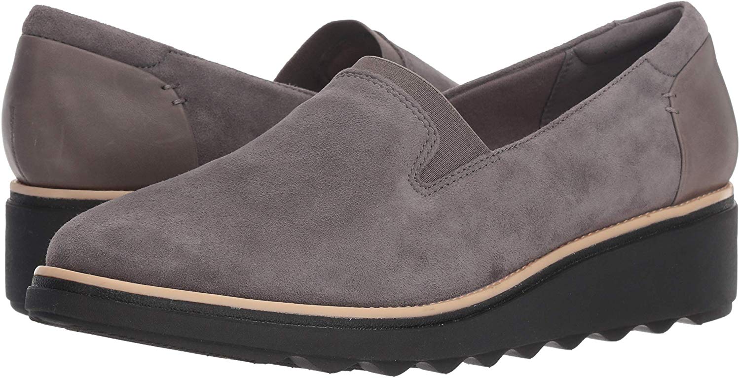 CLARKS Women's Sharon Dolly Loafer, Grey Suede, Size 9.0 mEWh | eBay