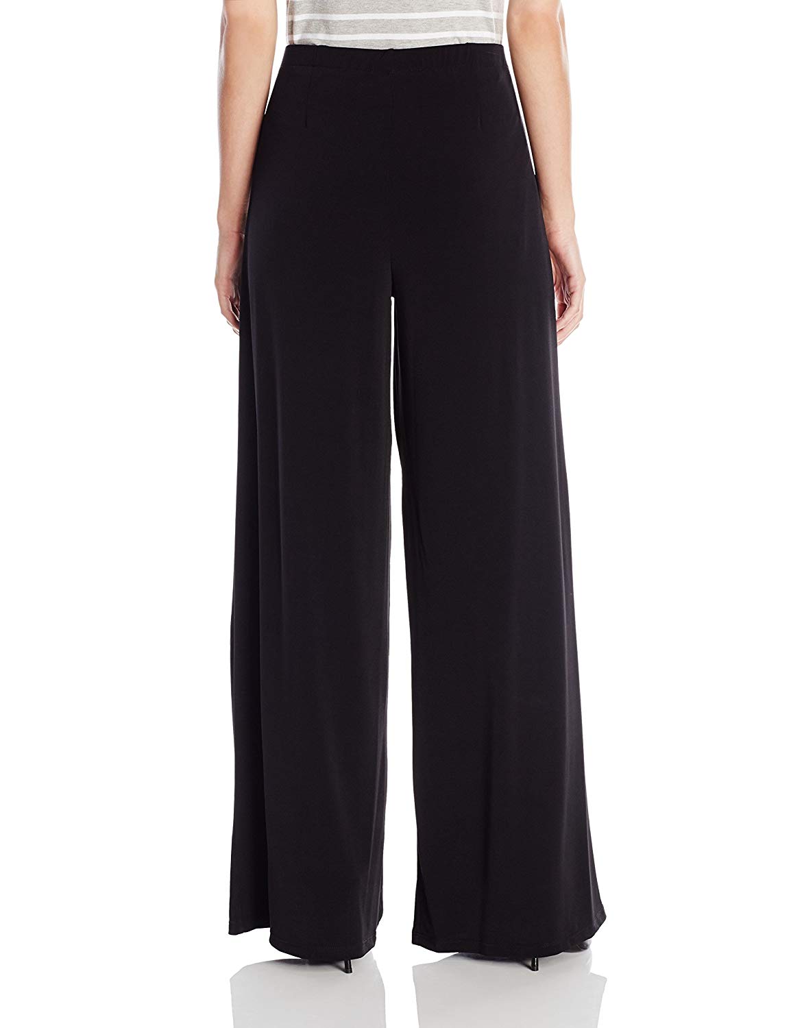 AGB Women's Soft Knit Palazzo Wide Leg Knit Pant,, Everyday Black, Size ...