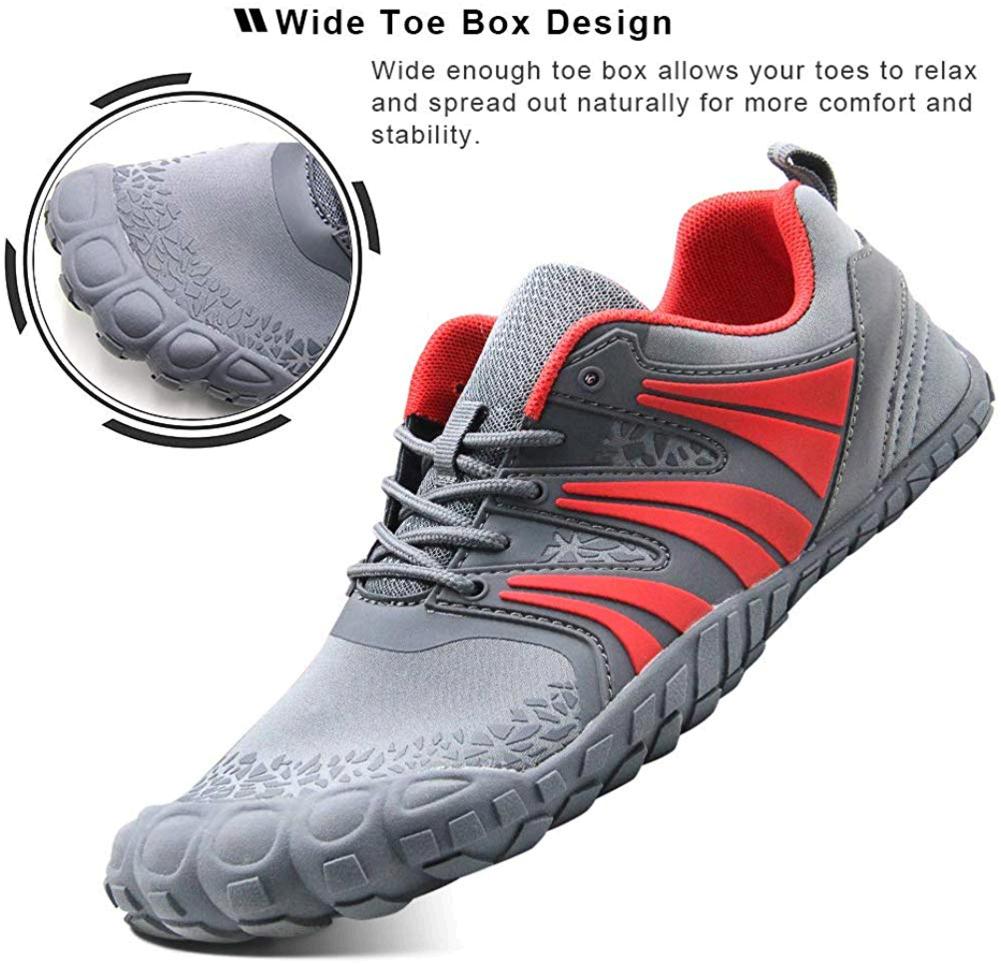 Oranginer Men's Barefoot Shoes - Big Toe Box - Minimalist, Gray/Red ...
