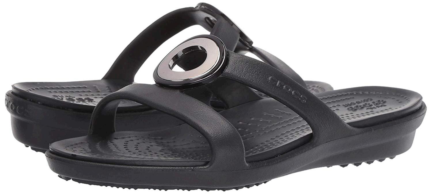 Crocs Women's Sanrah Metal Block Slide Sandal, Gunmetal/Black, Size 4.0 | eBay