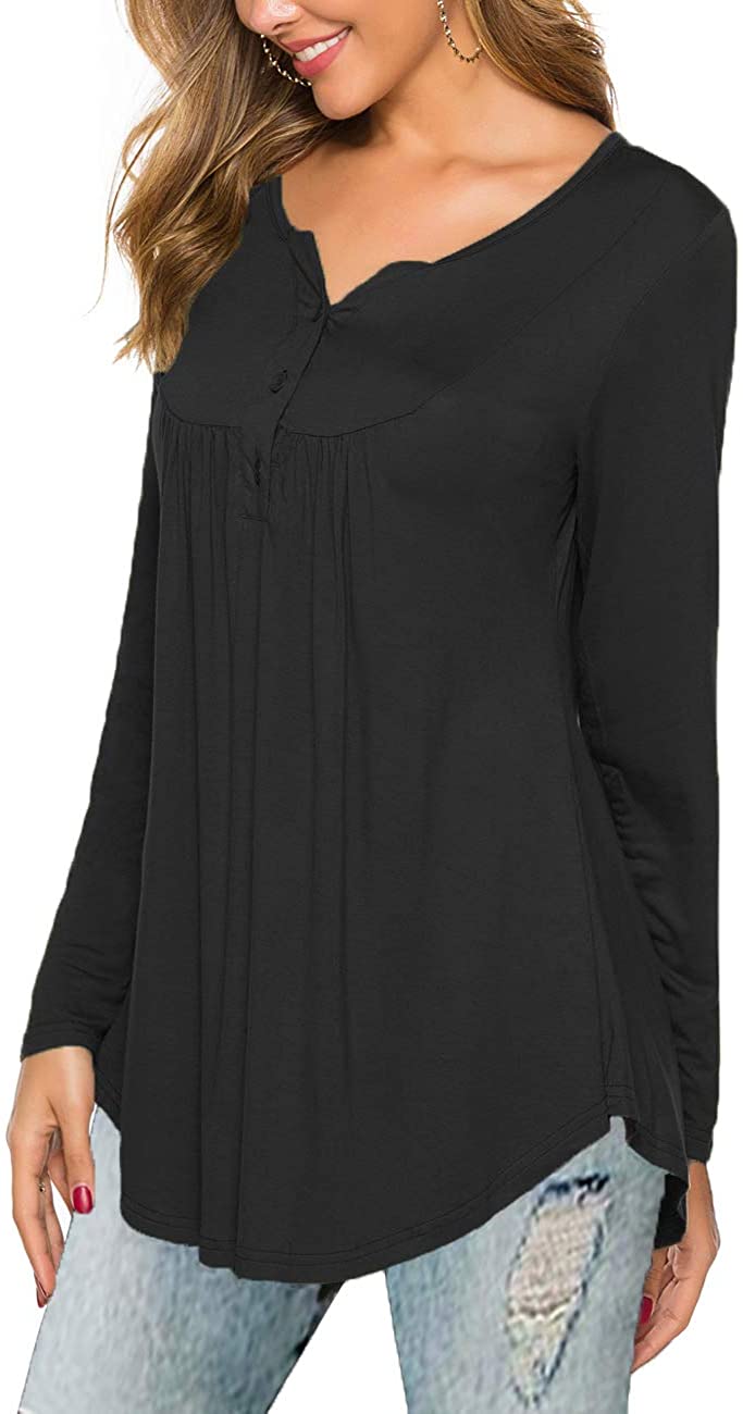 black long sleeve henley womens