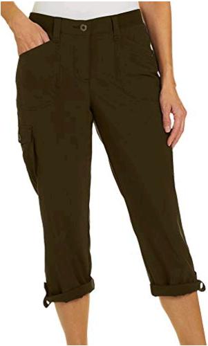 LEE Women's Flex-to-Go Relaxed Fit Cargo Capri Pant, Black, 10, Ivy ...