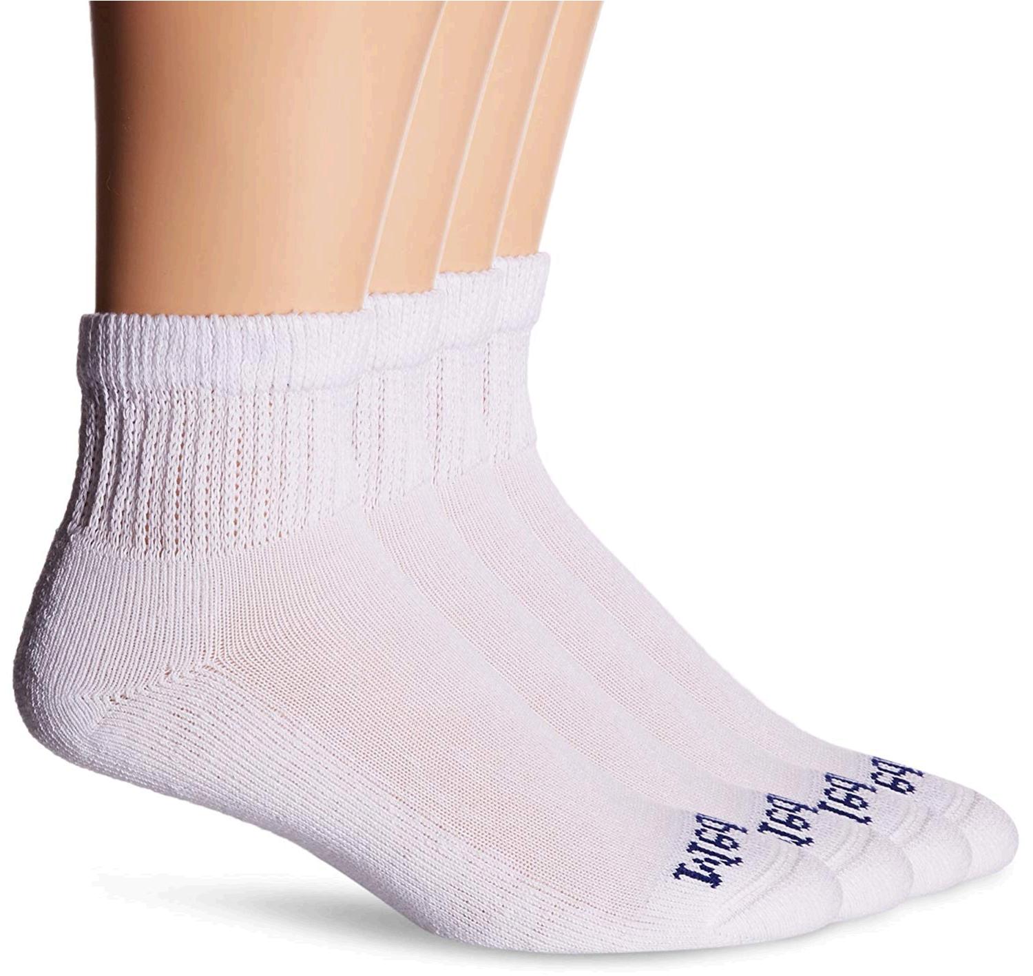 MediPEDS Men's 4 Pack Diabetic Quarter Socks, White, Shoe Size:, White ...