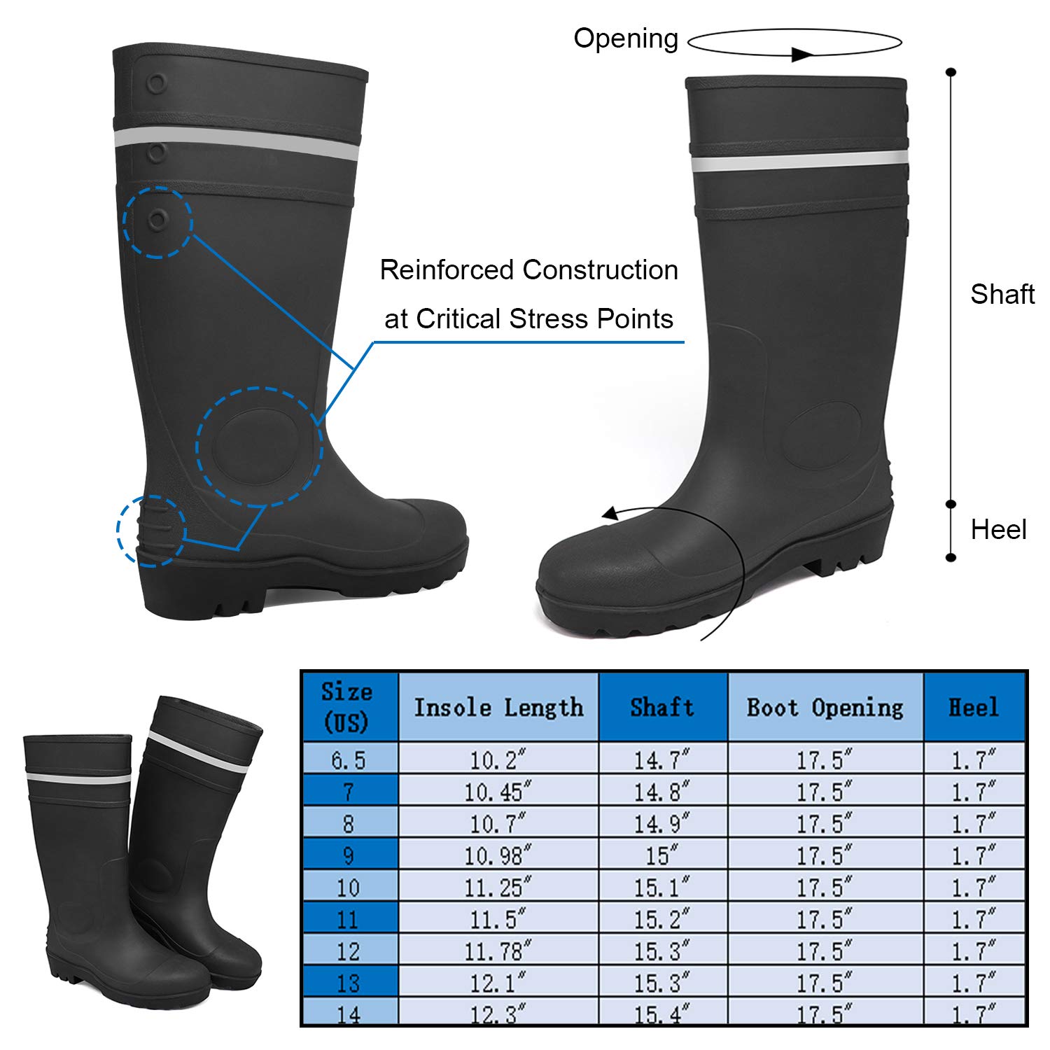 RELIANCER Steel Toe Men's Waterproof Work Boots 15