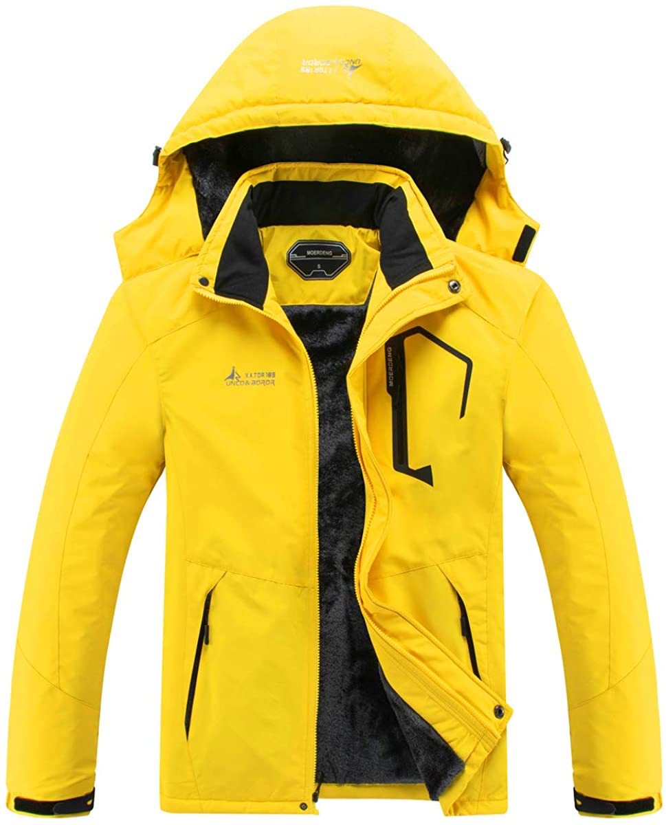 MOERDENG Men's Waterproof Ski Jacket Warm Winter Snow Coat, Yellow ...