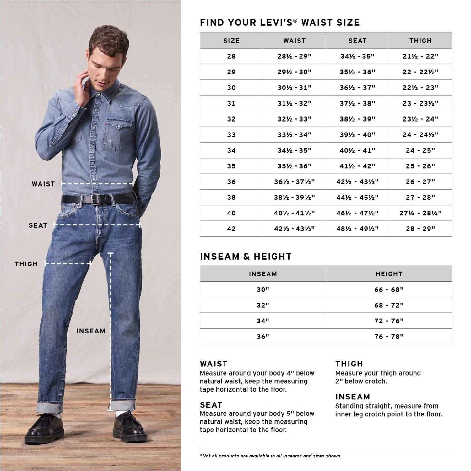 Levis Jeans Sizes Chart