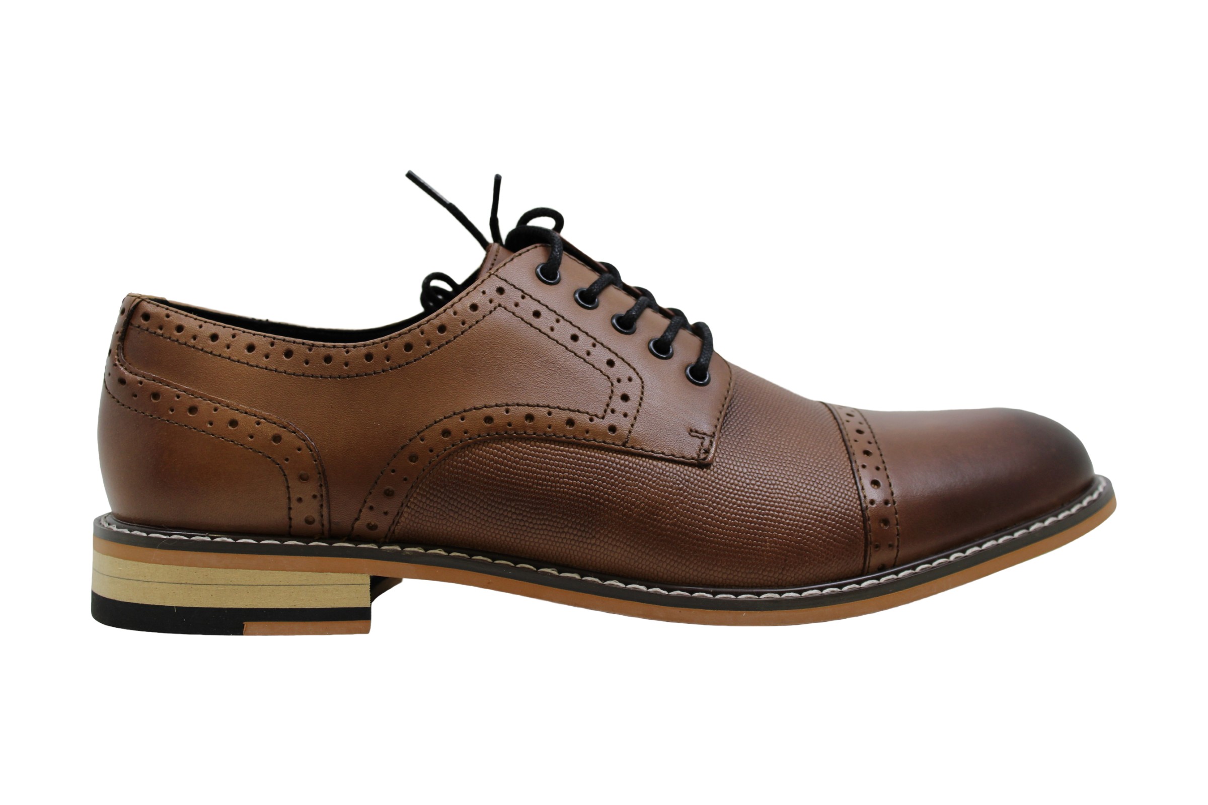 Bar III Mens Parker Leather Lace Up Dress Oxfords, Tan