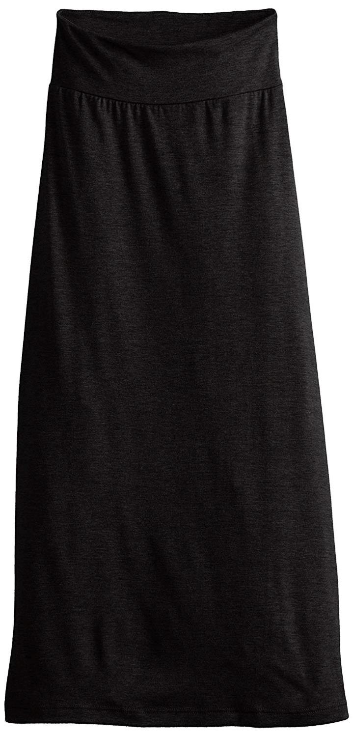 Amy Byer Big Girls' Solid Maxi Skirt, Black, Medium (609588765679)