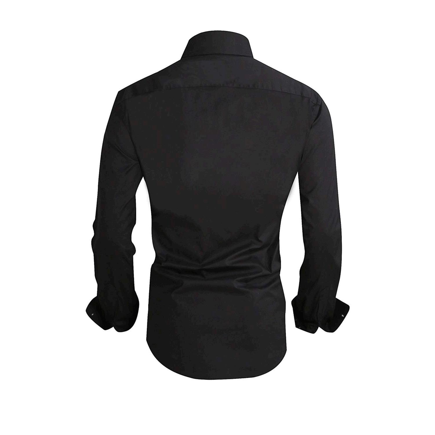 Alex Vando Mens Dress Shirts Long Sleeve Regular Fit, Solid-01-black ...