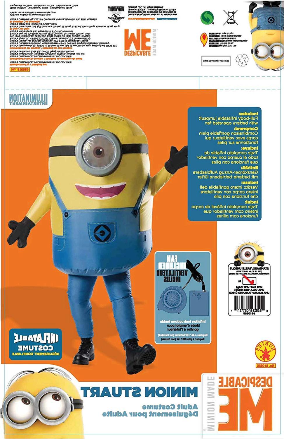 Rubie's Men's Minions Inflatable Minion Stuart, Minion Inflatable, Size
