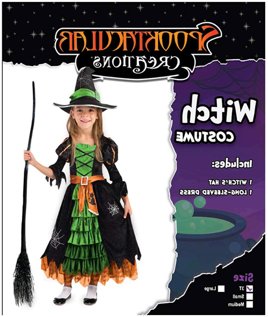 Fairytale Green Cute Witch Dress Halloween Costume, Green Orange, Size ...