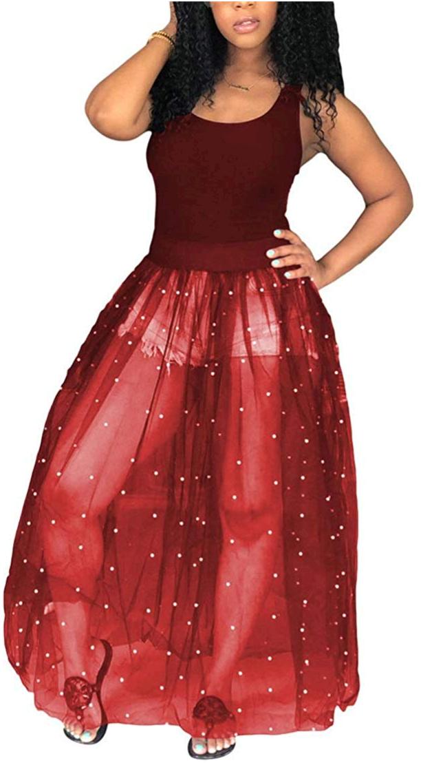 sheer mesh maxi