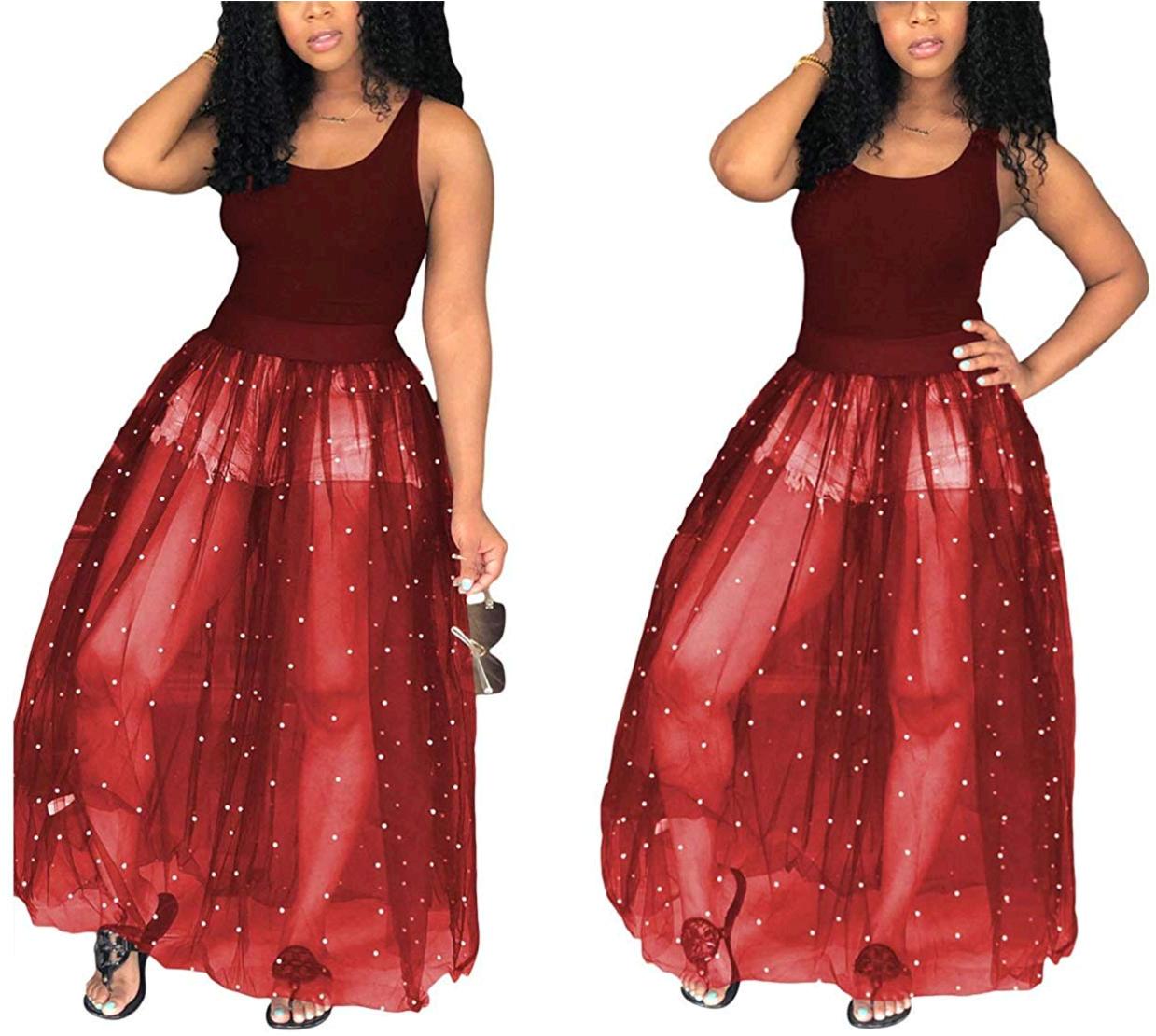 sheer mesh maxi