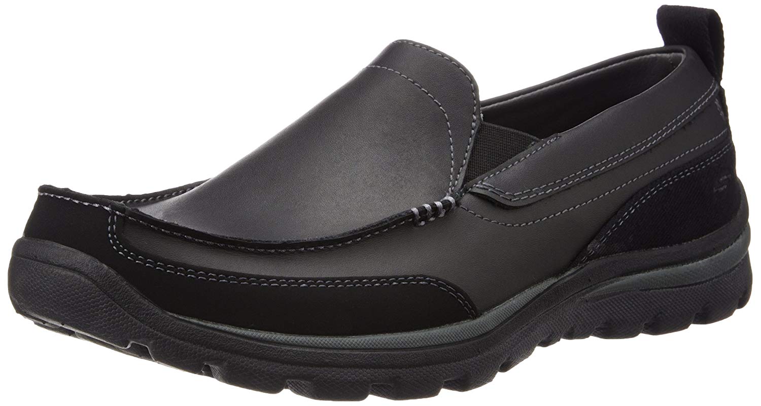 skechers black slip on mens