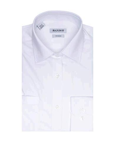 Haggar Men's Premium Comfort Slim Fit Dress Shirt, White, White Solid ...