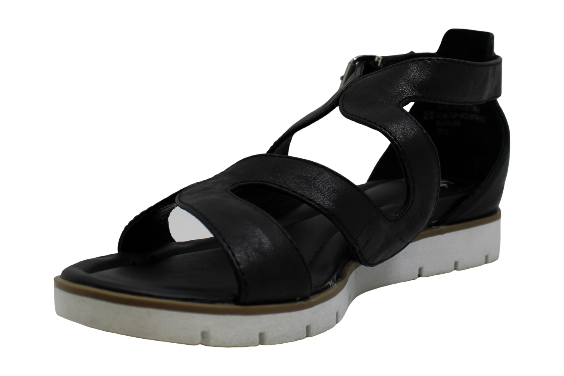 next black leather sandals